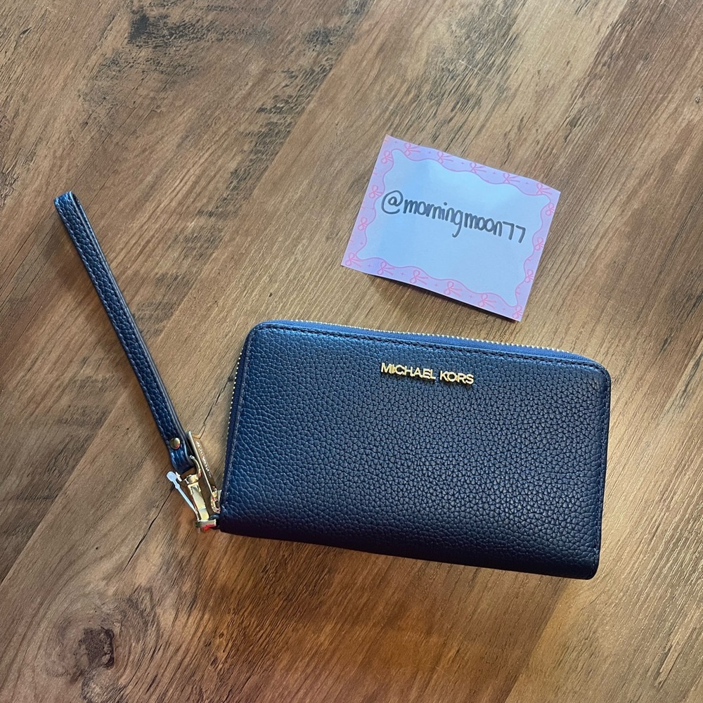 Michael Kors Navy Wallet with Gold Accents - Picture 2 of 6